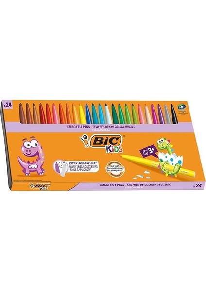 Kids Visa Color Xl Keçeli Boya Kalemi 24 Renk, Su Bazlı Mürekkep, Kolayca Çoğu Kumaştan Çıkar, 3
