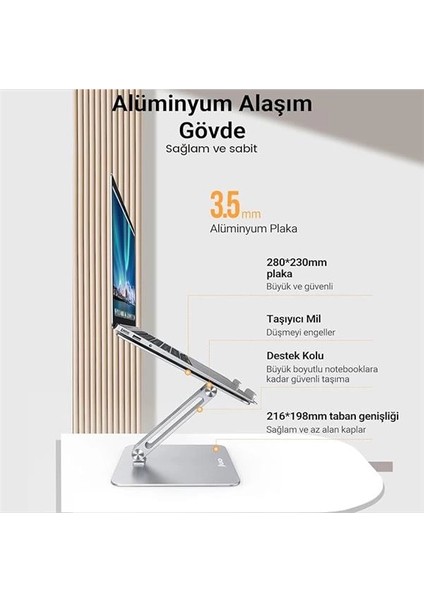 Alüminyum Notebook Standı Yükseklik ve Eğim Ayarlı Ergonomik Metal Laptop Standı 11-17 Inch fiyatları