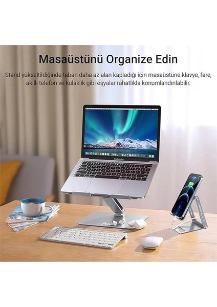 Alüminyum Notebook Standı Yükseklik ve Eğim Ayarlı Ergonomik Metal Laptop Standı 11-17 Inch