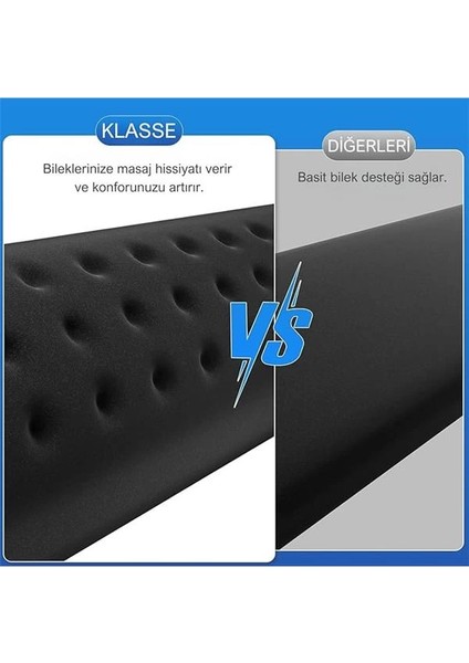 Klasse Gaming Klavye ve Mouse Bilek Destek Seti, Ergopad, Kaymaz Tabanlı, Nefes Alan Kumaş, Ağrı fırsatları