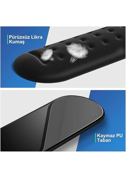 Klasse Gaming Klavye ve Mouse Bilek Destek Seti, Ergopad, Kaymaz Tabanlı, Nefes Alan Kumaş, Ağrı indirimleri