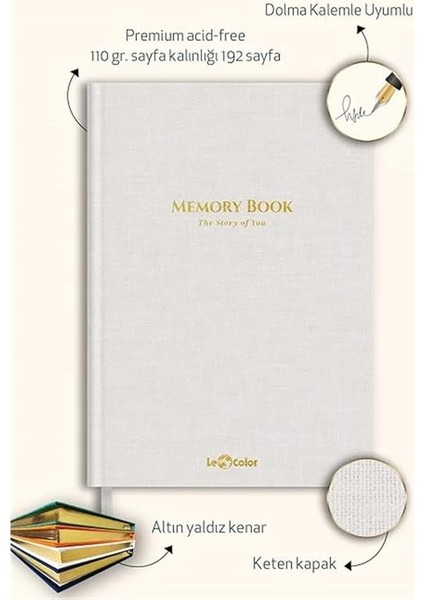 Memory Book Keten Hatıra Defteri Altın Kenarlı Anı Albümü Beyaz fiyatları