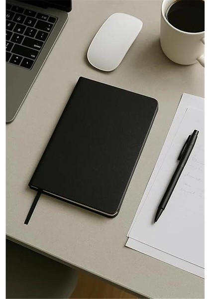 Defter, Noktalı Defter, Termo Deri Kapaklı Noktalı Defter, 128 Yaprak A5 Defter, Ofis