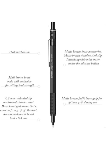 Office Graphx Mekanik Kurşun Kalem Mat Siyah 0.5 mm