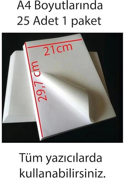 A4 Yapışkanlı Etiket Kağıdı, 21X29.7 Cm, 25 Yaprak, 160 Gr, Tüm Yazıcılarla Uyumlu, Beyaz fiyatları