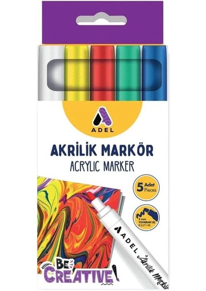 Akrilik Markör 5'li, Klasik Renkler