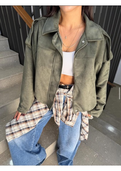 Premium Oversize Süet Bomber Ceket modelleri
