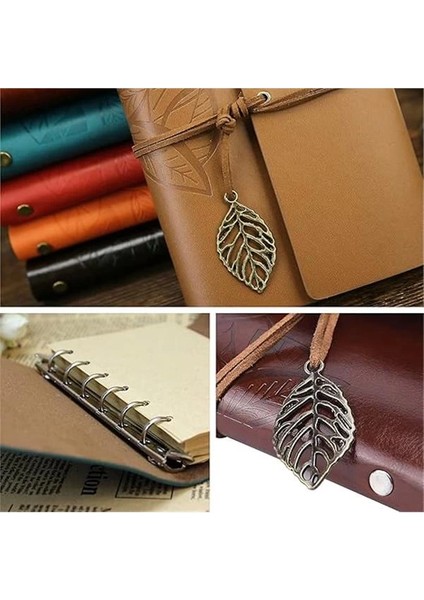 Nectaroy Retro Vintage Yapraklı Not Defteri, Klasik Pu Deri Kapak, Seyahat Defteri, Travel Journal