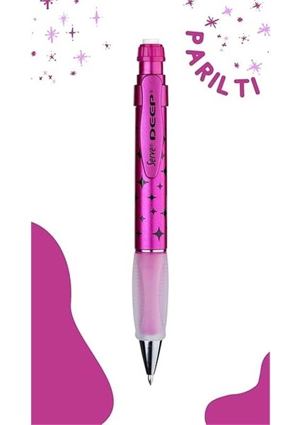 Deep Mekanik Kurşun Kalem 0.7 mm Metalik Pembe Pırıltı Deseni fiyatları