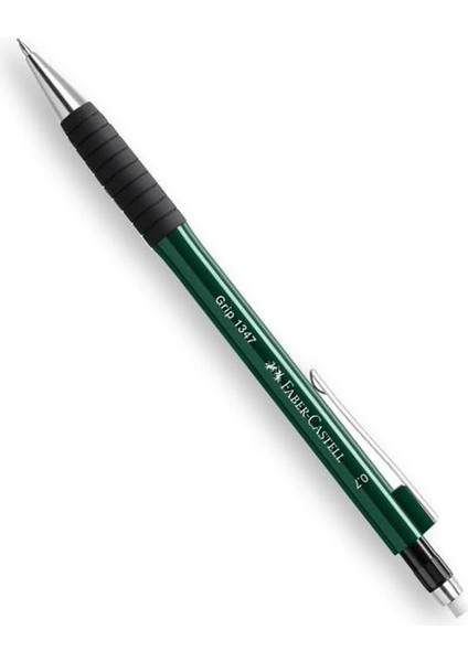 Faber-Castell Grip 1347 Versatil Kalem, 0.7 Mm, Koyu Yeşil, Ergonomik Tutuş, Yaylı Uç, Uzun Silgi