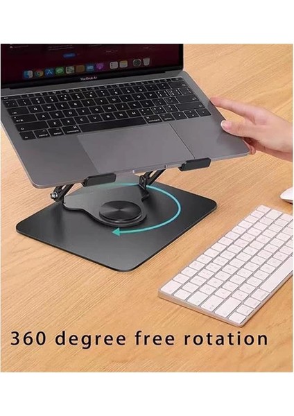 ZR-110 B Alüminyum 360 Derece Dönen Tabanlı Katlanabilir Taşınabilir Laptop Standı (Koyu fiyatları