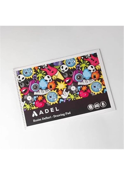 4’lü Boyama Seti + Resim Defteri 25X35, 12 Renk, Keçeli Kalem, Kuru,pastel ve Sulu Boya, Fırça
