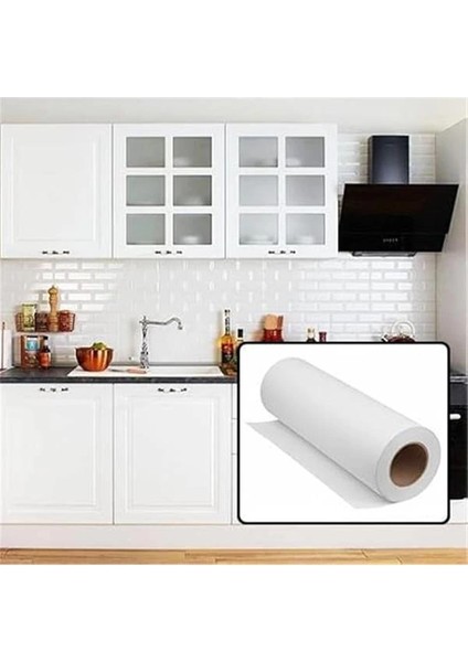 Stickerart Parlak Beyaz Mobilya ve Dolap Kaplama Folyosu 100 cm 100 cm x 3 Metre