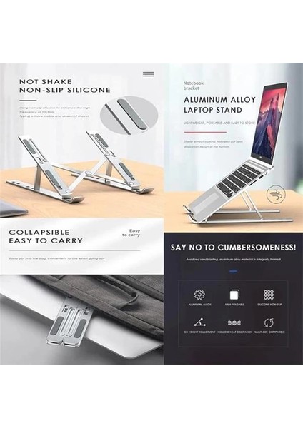 ADS-AL05 Alüminyum Ayarlı Laptop Macbook Notebook Yükseltici Tutucu Stand