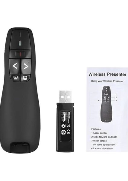 Kablosuz Lazer Sunum Kumandası USB Alıcılı 2,4 Ghz Powerpoint Sunumu Ppt Flip Pen Pointer