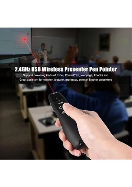 Kablosuz Lazer Sunum Kumandası USB Alıcılı 2,4 Ghz Powerpoint Sunumu Ppt Flip Pen Pointer
