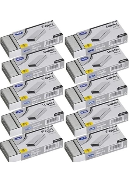 ® 10 Kutu Zımba Teli 10.000 Adet No:10 24/6 Büyük Küçük Zımba Makinesi (No:10 (Küçük))