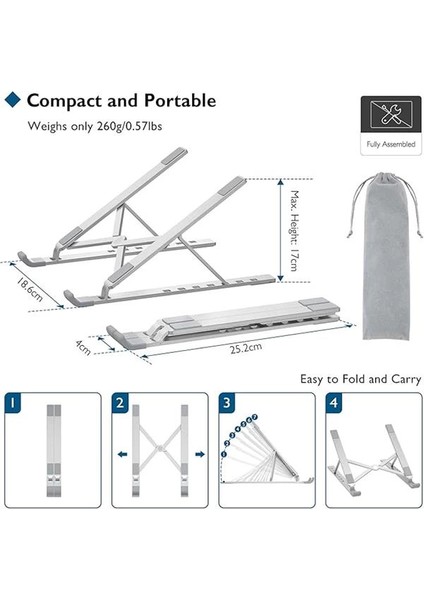 Taşınabilir Laptop Standı 10-17.3 Inç Dizüstü Bilgisayarlar Için Tablet, 7 Seviye Yükseklik modelleri
