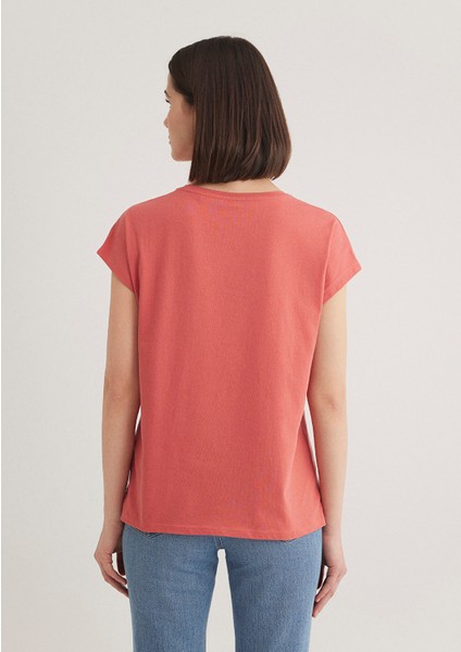 Çiçek Baskılı Pembe Tişört 1612618-71102