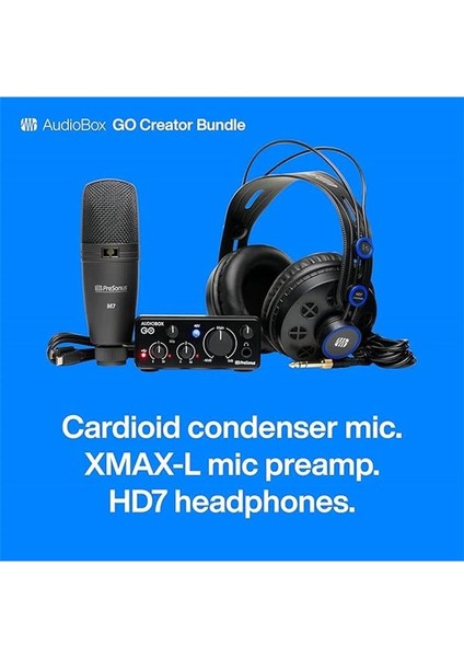 Audiobox Go Creator Bundle, Profesyonel Kayıt Seti(Türkçe Daw Yazılımı ile Birlikte) (Ses