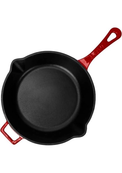 Döküm Yuvarlak Kızartma Tavası Döküm Demir Yekpare Saplı. ÇAP(Ø)24CM - Kırmızı modelleri