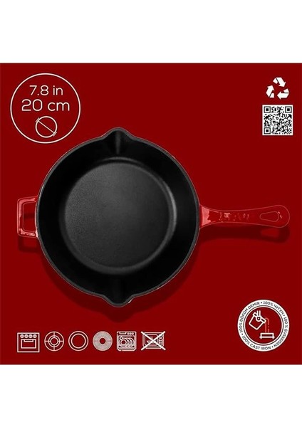 Döküm Yuvarlak Kızartma Tavası Döküm Demir Yekpare Saplı. ÇAP(Ø)24CM - Kırmızı fırsatları