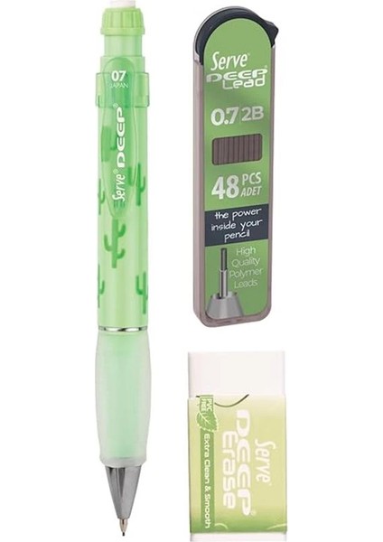 Doğa Desenli Deep Kalem, Deep Silgi ve Deep Min, 0.7 Mm, Elma Yeşili fiyatları