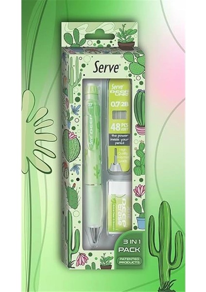 Doğa Desenli Deep Kalem, Deep Silgi ve Deep Min, 0.7 Mm, Elma Yeşili fırsatları