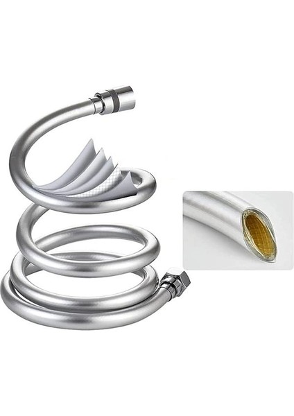 Realflex Twistfree Lüx Pvc Duş Hortumu/duş Spirali/paslanmaz Bağlantı Uçlu 150 cm Gümüş fırsatları