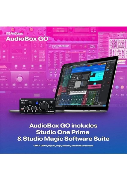 Audiobox Go, Usb-C Bağlantılı Kompakt Ses Kartı, 96 Khz, 2x2 Usb, +48V Phantom Besleme