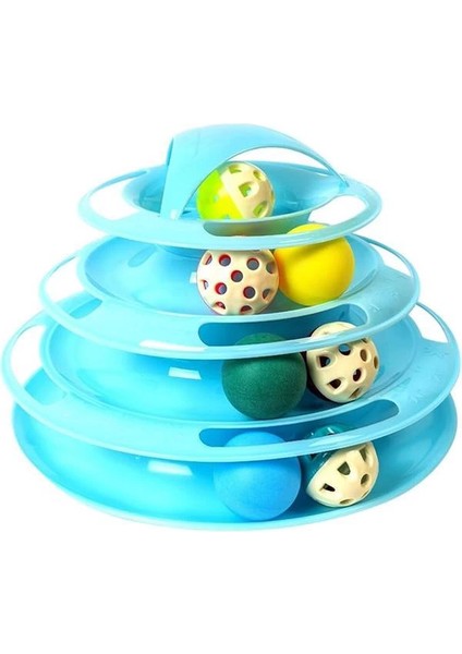 Tower Of Tracks 4 Katlı 7 Toplu ve Tüylü Yuvarlak Kedi Oyuncağı 24 x 13 cm Turkuaz indirimleri