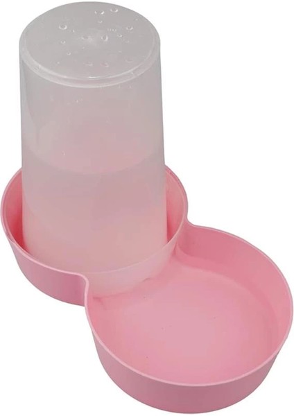 Hazneli Plastik Kedi-Köpek Mama ve Su Kabı 1,5 Lt Yuvarlak Pembe