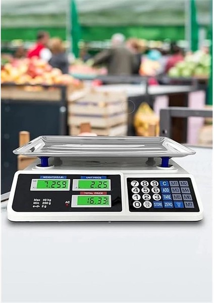 Elektronik Dijital Terazi, Bakkal Manav Market ve Kasap Kullanımına Uygun, 40 kg Kapasite