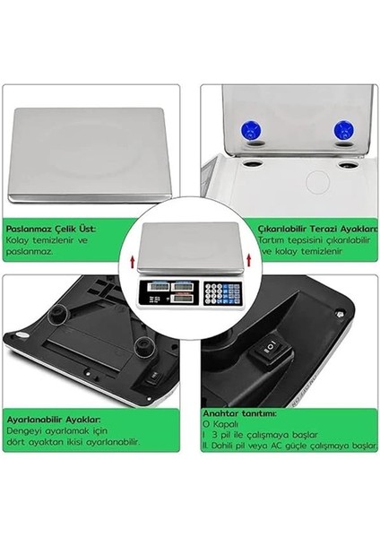Elektronik Dijital Terazi, Bakkal Manav Market ve Kasap Kullanımına Uygun, 40 kg Kapasite