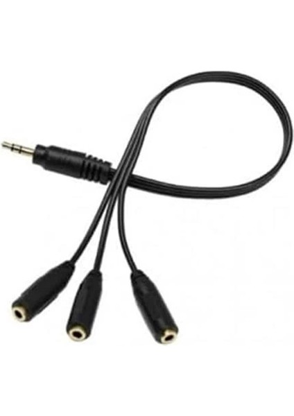 3 Lü Stereo Çoklayıcı 3 x 3.5 mm Aux Ses Sistemi Kablosu