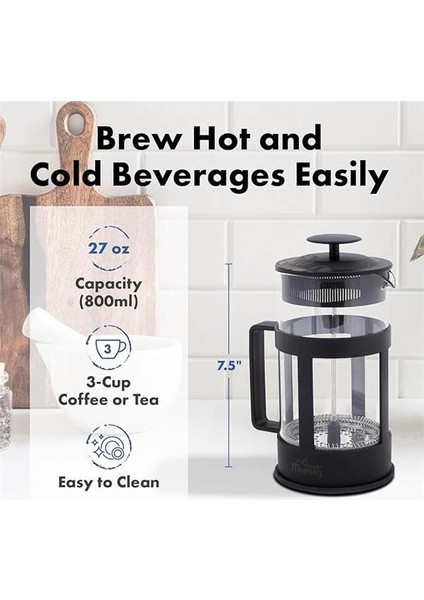 FY04 Kahve ve Bitki Çayı Için French Press, 800 ml