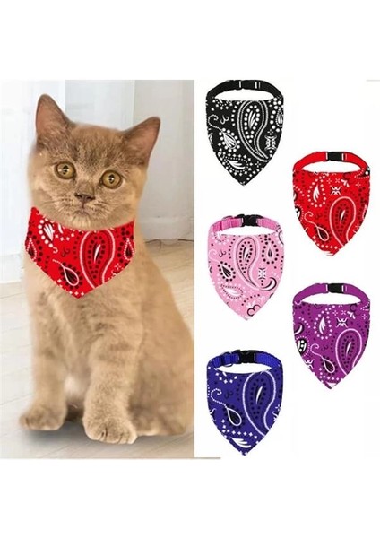 Evcil Hayvan Kedi Boyun Tasması Yakalık Önlük Fular Kırmızı 210