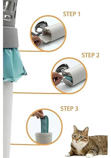 Elekli Poşet Hazneli Kedi Kum Temizleme Küreği Kaka Poşeti Hediyeli Kum Küreği fırsatları