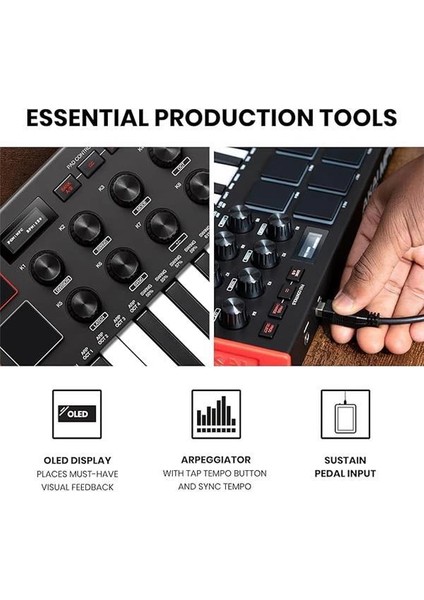Mpk Mini Mk3 - USB Mıdı Klavye Controller, 25 Mini Tuş, Arkadan Aydınlatmalı 8 fırsatları