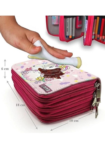 Kalem Kutusu Unicorn Bahar Temalı Kawai Organizer Kalemkutu Vegan Deri Üç Bölmeli Kalemlik- indirimleri