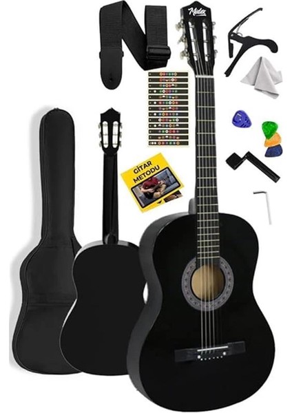 CG-270BK Siyah Klasik Gitar 4/4 Yetişkin Boy Sap Ayarlı Full Set