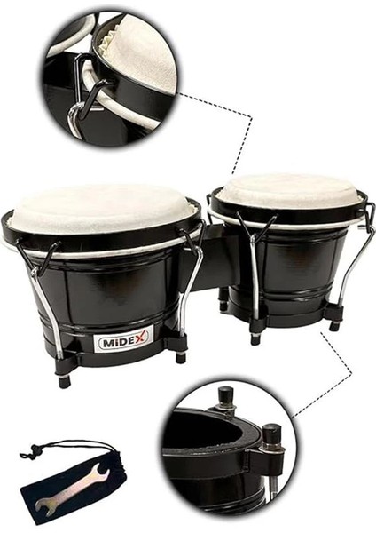 Midex BG-220ST Standlı Siyah Bongo Siam Meşesi Doğal Deri fırsatları
