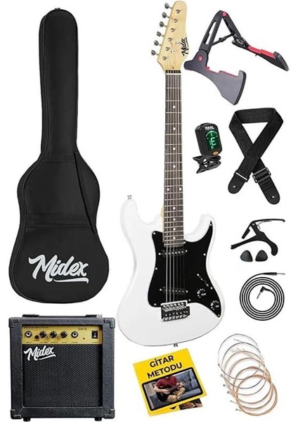 CEG-36WH 8-12 Yaş Çocuklar Için Amfili Full 3/4 36 Inç Elektro Gitar Seti White