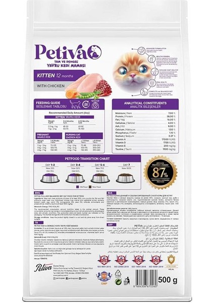 Yavru Kediler Için Tavuk Etli Kuru Kedi Maması (500 Gram, Tavuk) fiyatları