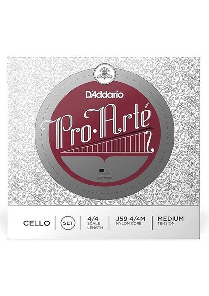 D'addario J59 4/4m Cello Tel Seti, Pro-Arte, Scale 4/4, Medium Tensio fiyatları