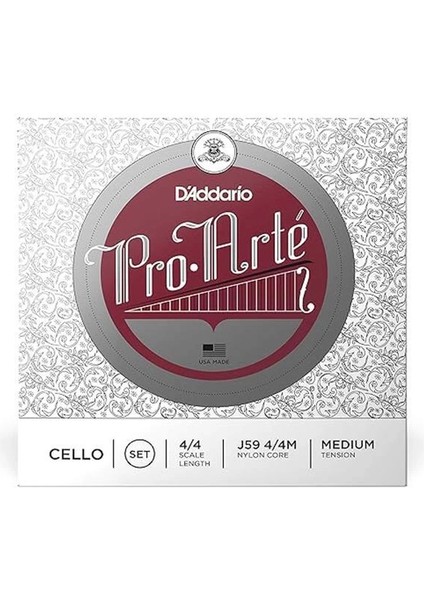 D'addario J59 4/4m Cello Tel Seti, Pro-Arte, Scale 4/4, Medium Tensio indirimleri