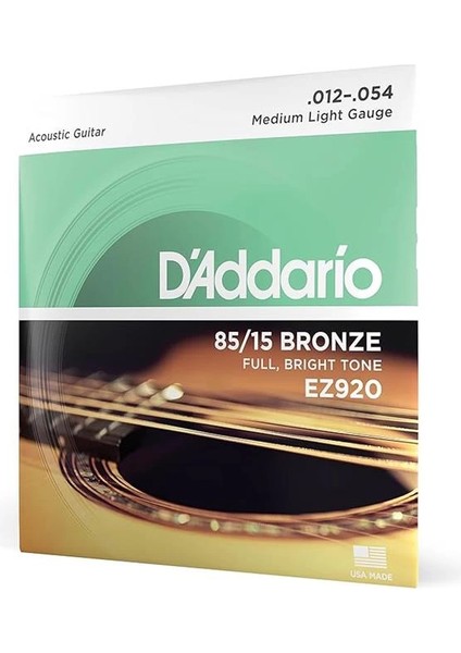 D'addario EZ920 012 Akustik Gitar Teli 85-15 Med Lıte