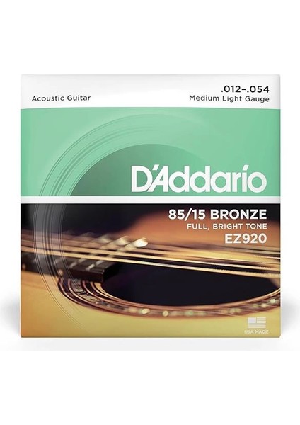 D'addario EZ920 012 Akustik Gitar Teli 85-15 Med Lıte fiyatları