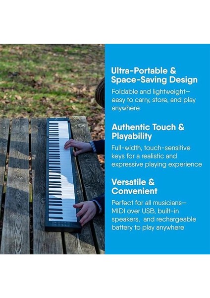 Carry-On 88 Anahtar Siyah Taşınabilir Katlanır Dijital Piyano Blackstar USB Mıdı Denetleyicisi ile