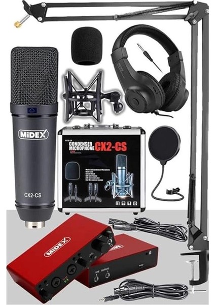 Stüdyo Ekipmanları Exclusive Paket-4 Cx2 Mikrofon GLX-800 Ses Kartı Stüdyo Kayıt Seti
